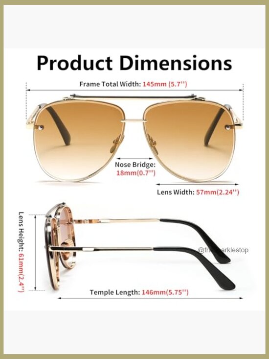 Oversized Aviator Sunglasses Metal Frame UV Protection Gradient Lenses main image 6